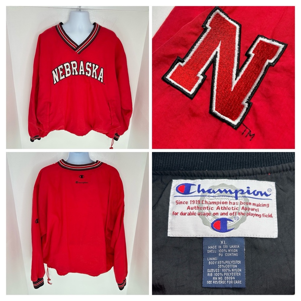 Nebraska Cornhuskers Champion Pullover V Neck Jacket Mens XL NCAA Football